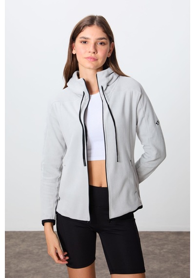 Tommy Life Taş Kalın Yumuşak Dokulu Kapüşonlu Standart Fit Nakışlı Polar Kadın Sweatshirt -97287 Taş