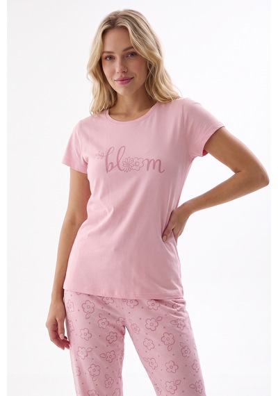 Nbb Kadın Pembe Bloom Bisiklet Yaka Pijama Takımı