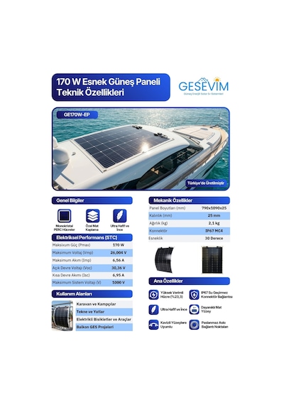 170 Watt Esnek Güneş Paneli