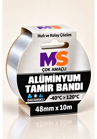 Yapışkanlı Yanmaz Alüminyum Folyo Tamir Bandı 48 Mm X 10 Metre Isıya Dayanıklı Soba Borusu Bantı