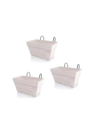 Omnipazar So-yb01a Askılı Yalı Balkon Saksı 6.5 Lt Kirli Beyaz 3 Adet