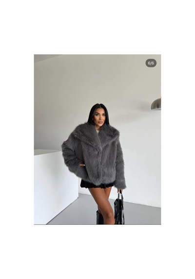 Tille Miss Dame Yumuşak Dokunuşlu Oversize Peluş Mont Antrasit Antrasit
