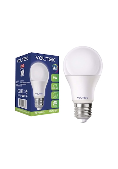 Voltek Led Ampul 9w E27 Duy Beyaz Işık X 12 Adet