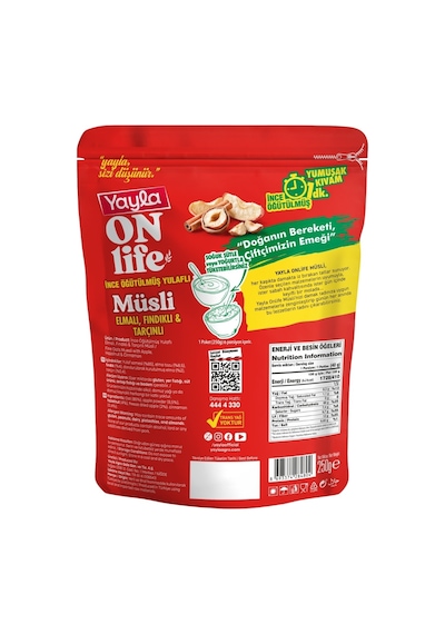 Yayla Onlife Elmalı Fındıklı Ve Tarçınlı İnce Öğütülmüş Yulaflı Müsli 250 G X5