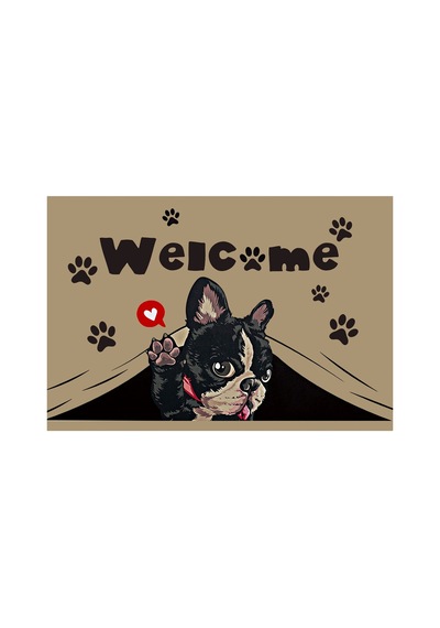 Köpek Figürlü Kapı Önü Halı Paspas 40 X 60 Cm Siyah Kalpli - 931759923 Siyah Kalpli