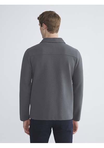 Lcwaıkıkı Classic Antrasit Standart Kalıp Polo Yaka Erkek Fermuarlı Sweatshirt