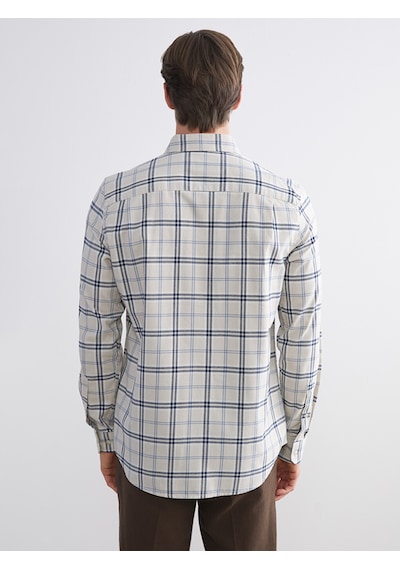 Lcwaıkıkı Classic Bej Regular Fit Uzun Kollu Ekose Erkek Gömlek