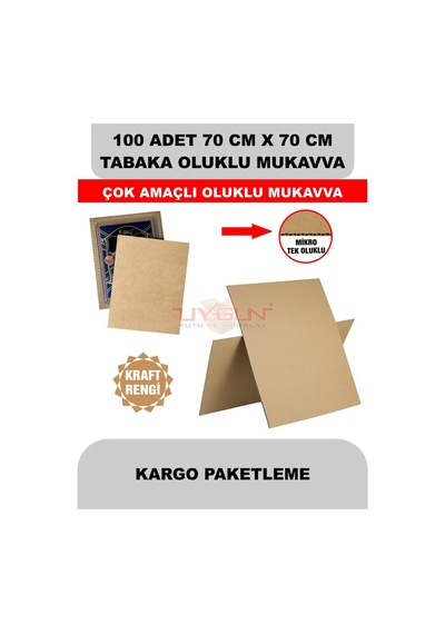 100 Adet 70cm X 70cm Baskısız Tabaka Oluklu Mukavva, Çocuk Etkinlik Kartonu, Maket Kartonu, Kargo Kartonu