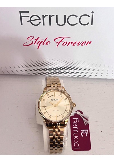 Ferrucci Fc59875 Retro Model Sade Şık Çelik Kordon Ve Kasa Kadın Kol Saati+bileklik Hediye Altın