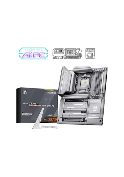 Msı Msı Mag X870e Tomahawk Max Wıfı Pz Am5 Ddr5 8400mhz Oc Usb4 4x M.2 Hdmı 2x Dp 40 Gbps 5g Lan