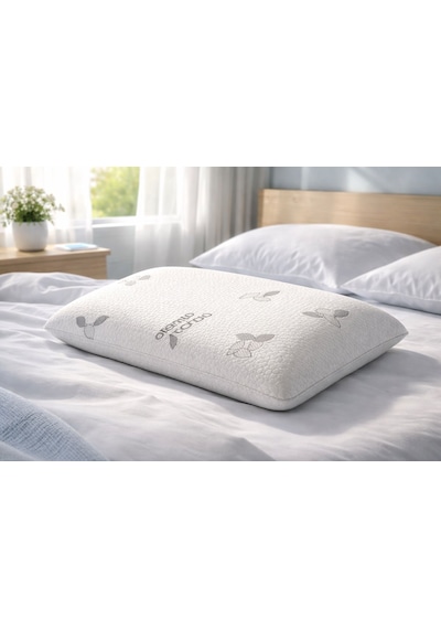 Cottonpure Organik Pamuk Ortopedik Visco Yastık 60x40x13 Cm Hassas Ciltler İçin Beyaz