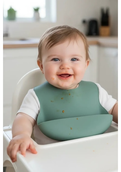 Babyjem Mini Silikon Mama Önlüğü Mint