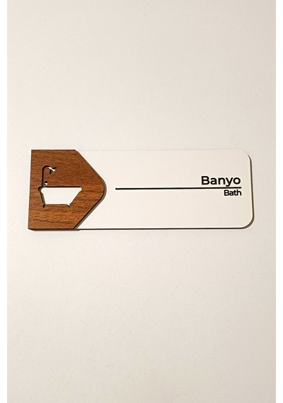 Banyo Kapı Tabelası Mdf Yönlendirme Levhası 19x7 Cm Çift Katmanlı, Çift Taraflı Bantlı