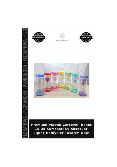 Premium Plastik Çerceveli Renkli 15 Dk Kumsaati Ev Aksesuarı İlginç Hediyeler Tasarım Obje Çok Renkli
