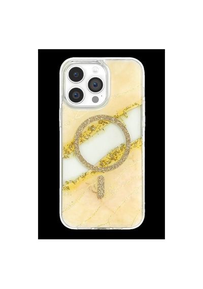 Onegif Apple İphone 15 Pro Max Lotus Simli Magsafe Kapak - Gümüş