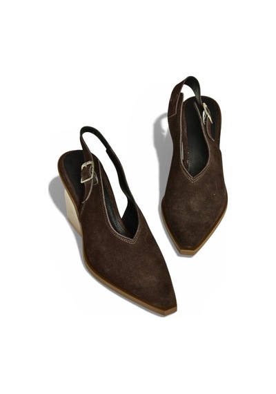 Fox Shoes U654304102 Kahverengi Hakiki Deri Süet Western Topuklu Ayakkabı Kahverengi