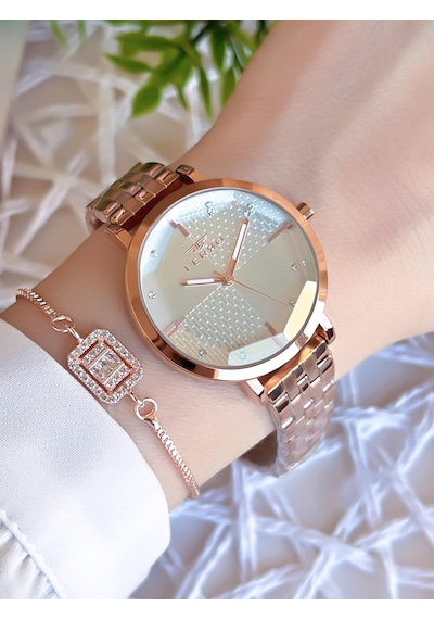 Ferro Rose/gold Renk Kararmaz Renk Atmaz 3 Atm Özel Tasarım Kadın Kol Saati Efl21252c