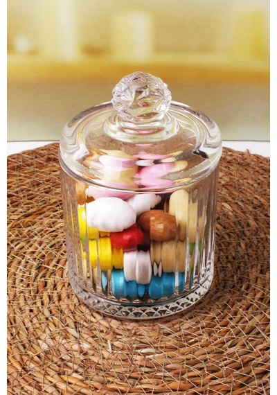 Lexroo Lüx Kristal Büyük Cam Şekerlik & Cam Lokumluk, Kesme Cam Lüx Şekerlik 13cm 7.8cm - 06638 Çok Renkli