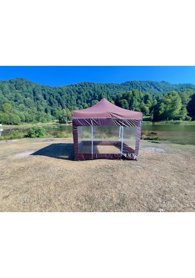 3x3 M 30 Mm Gazebo Tente Kış Bahçesi Kahverengi