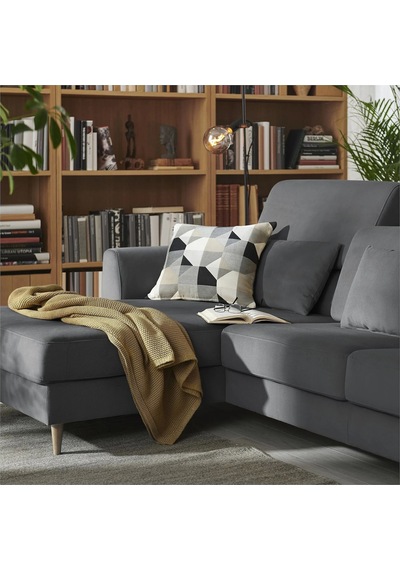Ikea Gri Lüks Kanepe - Uzanma Koltuklu 4'lü Kanepe