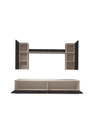 Decoraktiv Eko 5db Mdf Std Tv Ünitesi Tv Sehpası Beyaz - Siyah Mermer