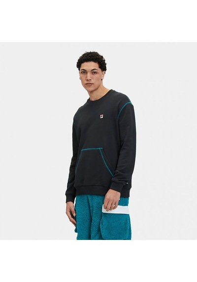 Siyah Fila Erkek Bisiklet Yaka Sweatshirt Lu411126 Siyah