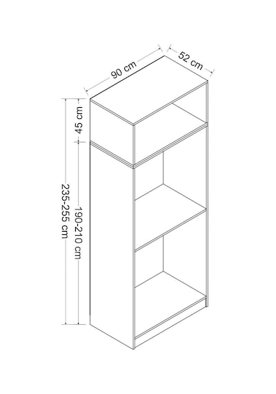 Minar Kale 2 Kapaklı Dolap Ve Yüklük Dore Antrasit 235cm