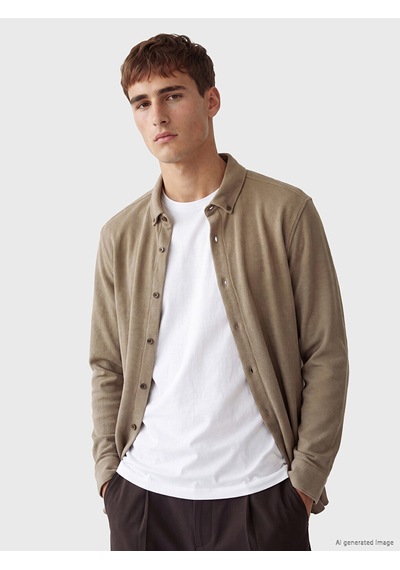 Lcw Vision Kahverengi Slim Fit Erkek Dokulu Gömlek