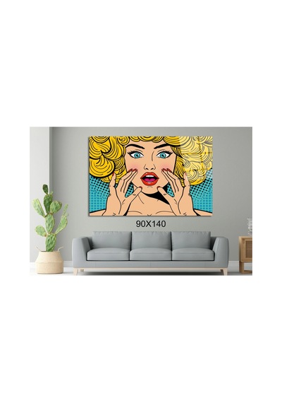Sarışın Pop Art Kadın Cam Tablo Pct0617 Portre Temalı Dekoratif Duvar Tablosu, Salon Ve Yatak Odası Dekoru,
