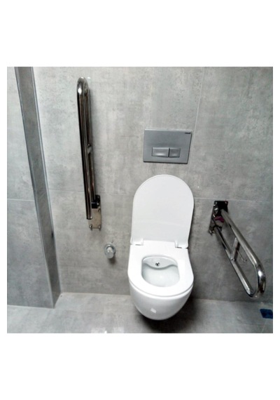 Mafsallı Engelli Tutunma Barı Wc Kağıtlık Gri - Gümüş
