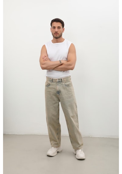 Banny Jeans Erkek Skater Fit Jean Pantolon Kahverengi S