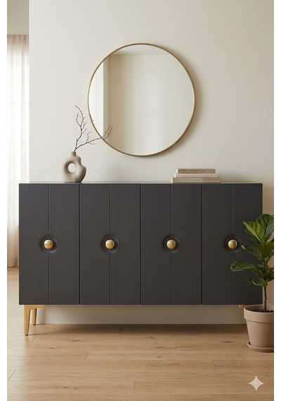 Ka1235ag Enlem Konsol Ve Tv Sehpası Antrasit-gold 120cm