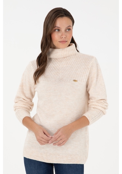 U.S. Polo Assn. Kadın Krem Balıkçı Yaka Kazak 50294257-VR071