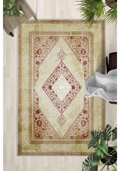Kaymaz Taban Yıkanabilir Halı Mutfak, Salon, Yatak Odası İçin Modern Dijital Baskı Halı Slnhalı22 - 0077 Çok Renkli