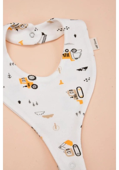 E&f Store Emzik Tutucu Mama Önlüğü - Dozer Desenli %100 Pamuk Kumaş Çok Renkli