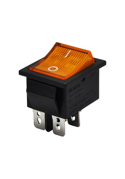 Kare On-off Işıklı Geniş Anahtar Sarı 4 Pinli Switch 5 Adet