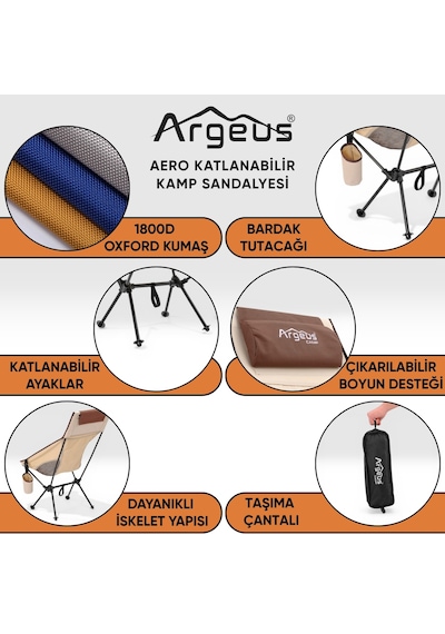 2 Adet Katlanır Kamp Sandalyesi Ve Alüminyum Masa Seti - Aero Silver - Kum/mavi Çok Renkli