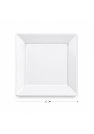 Servis Tabağı 22cm Kare Beyaz Mika 10'lu