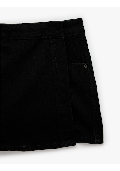 Koton Pamuklu Rahat Kalıp Cepli Denim Şort Etek Siyah 7wal70023md