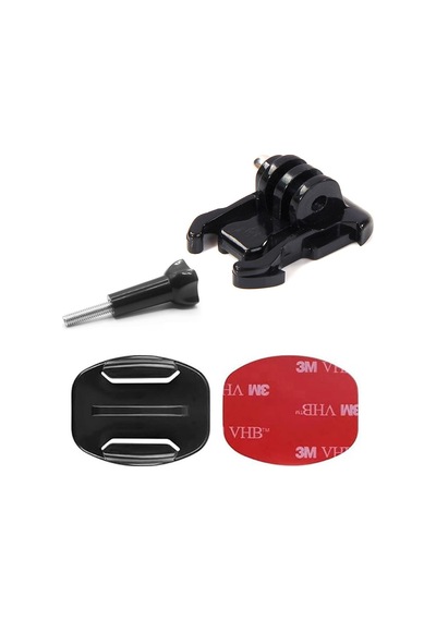 Gplus Bs04yvh 4 Parça Flat Düz Yüzey Hızlı Tak Aksiyon Kamera Uyumlu 3m Yapışkanlı Motor Kask Bağlantı Seti Siyah