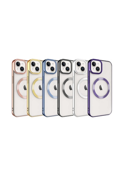 Apple Uyumlu iPhone 14 Plus Uyumlu Magsafe Wireless Şarj Özellikli Zore Setro Silikon-rose Gold -