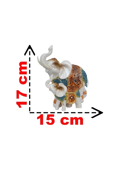 Lüks Nakış İşlemeli Anne Ve Yavru Fil Heykeli Feng Shui Şans Getiren Dekoratif Masaüstü Biblo 17 Cm.