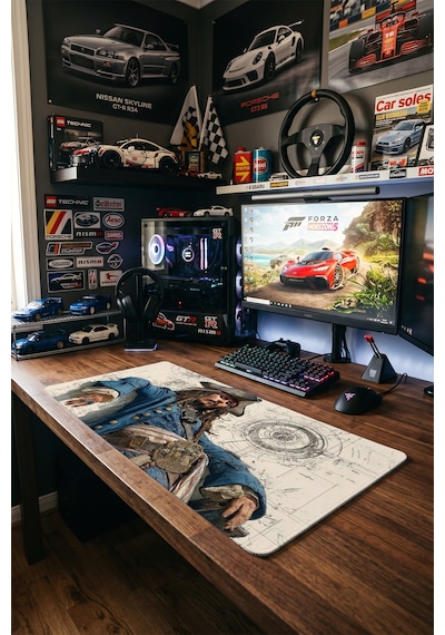 Jack Sparrow Pirates Of The Caribbean Blueprint 40x90 Cm Oyuncu Mousepad Kaymaz Taban Büyük Boy Mousepad