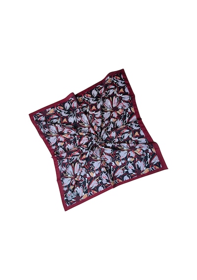 Mim Eşarp Vav İpek Kadın Micro Twill Sport Çiçek Desenli Eşarp Bordo - Siyah