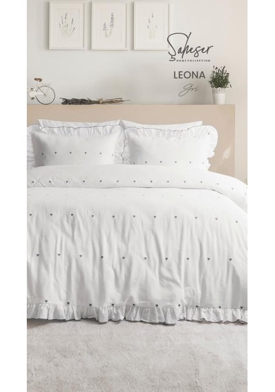 Şaheser Home Collection Jakarlı Nev Takımı Çift Kişilik Leona Gri