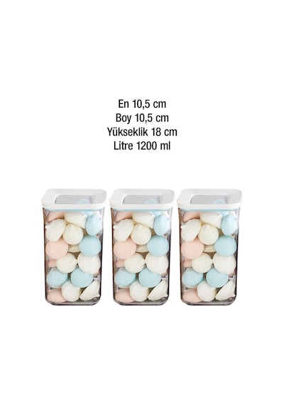 Vip Ahmet  VP-184 Kare Saklama Kabı 3 x 1.2 L Çok Renkli