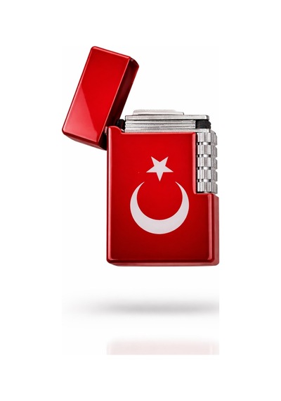 Lüks Premium Serisi Özel Tasarım Türkiye Ay Yıldız Temalı Desenli Çakmak-özel Çakmak Kutusu Kırmızı