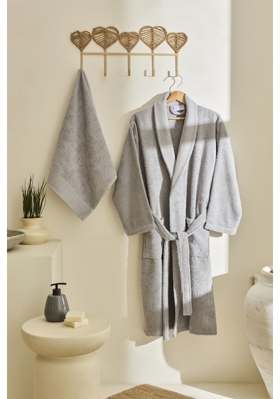 Kaşmir Home Maren Bornoz Set Xl-xxl Gri Gri