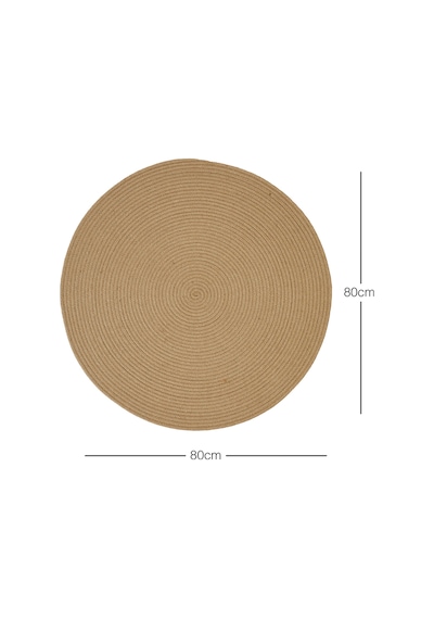 Ocean Home Textile Naturel Jüt  Halı Kilim 80 Cm Çap