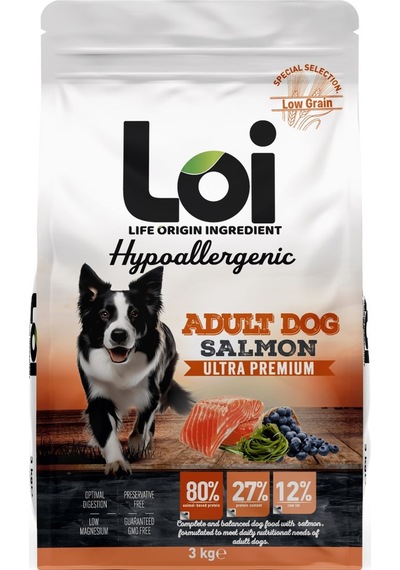 Loi Hipoalerjenik Somonlu Yetişkin Köpek Maması 3 KG